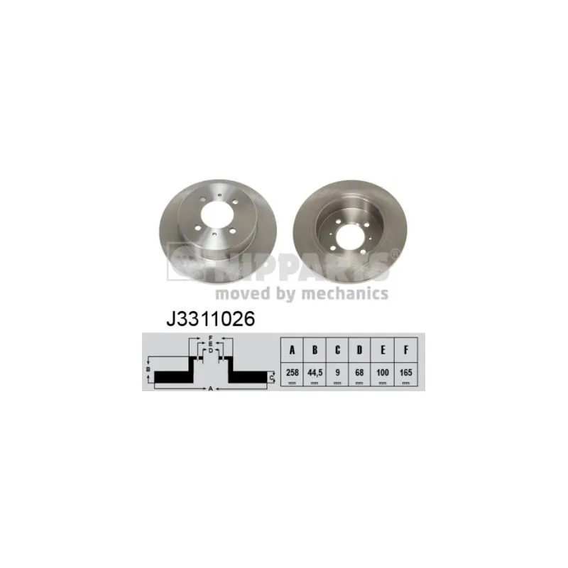 Jeu de 2 disques de frein arrière NIPPARTS J3311026