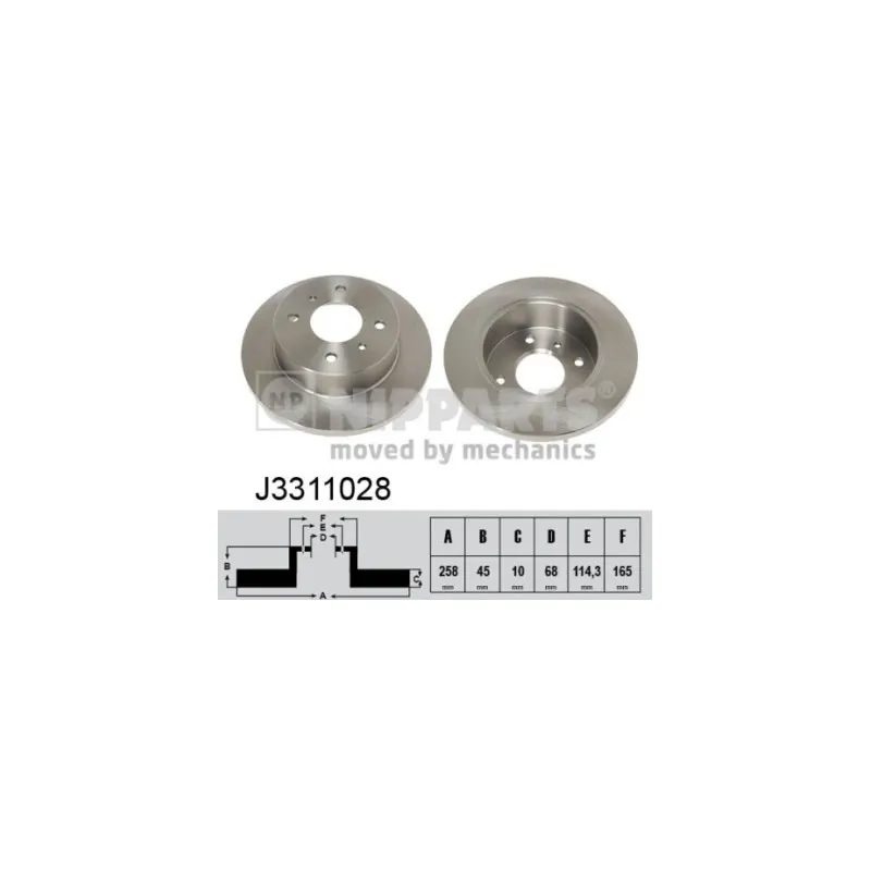 Jeu de 2 disques de frein arrière NIPPARTS J3311028