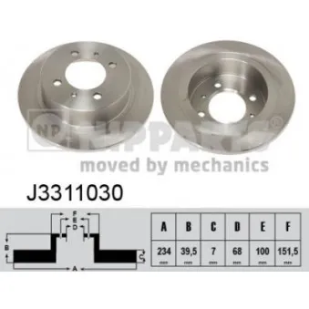 Jeu de 2 disques de frein arrière NIPPARTS J3311030