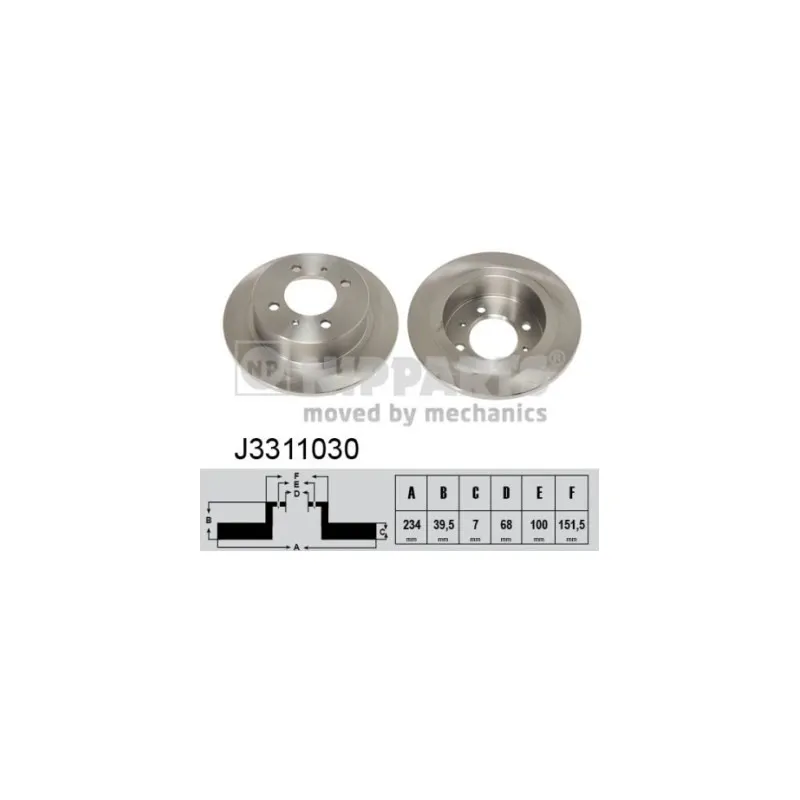 Jeu de 2 disques de frein arrière NIPPARTS J3311030