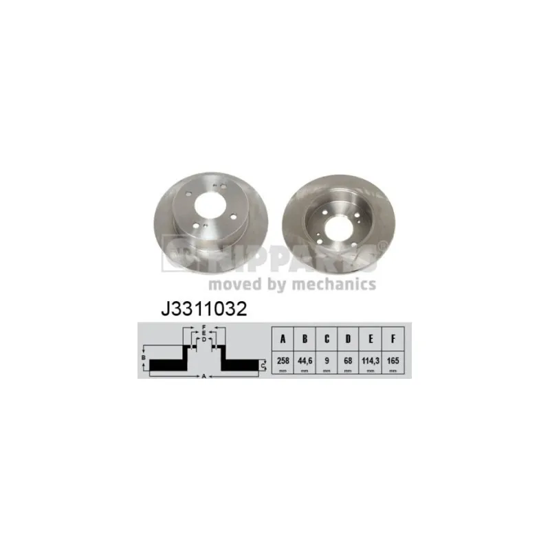 Jeu de 2 disques de frein arrière NIPPARTS J3311032