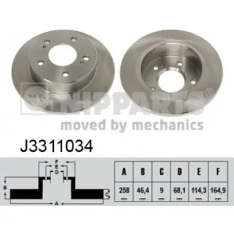 Jeu de 2 disques de frein arrière NIPPARTS J3311034