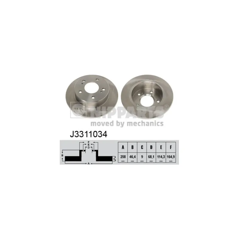Jeu de 2 disques de frein arrière NIPPARTS J3311034