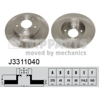 Jeu de 2 disques de frein arrière NIPPARTS J3311040