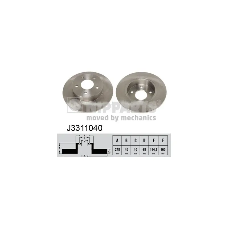 Jeu de 2 disques de frein arrière NIPPARTS J3311040