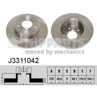 Jeu de 2 disques de frein arrière NIPPARTS J3311042