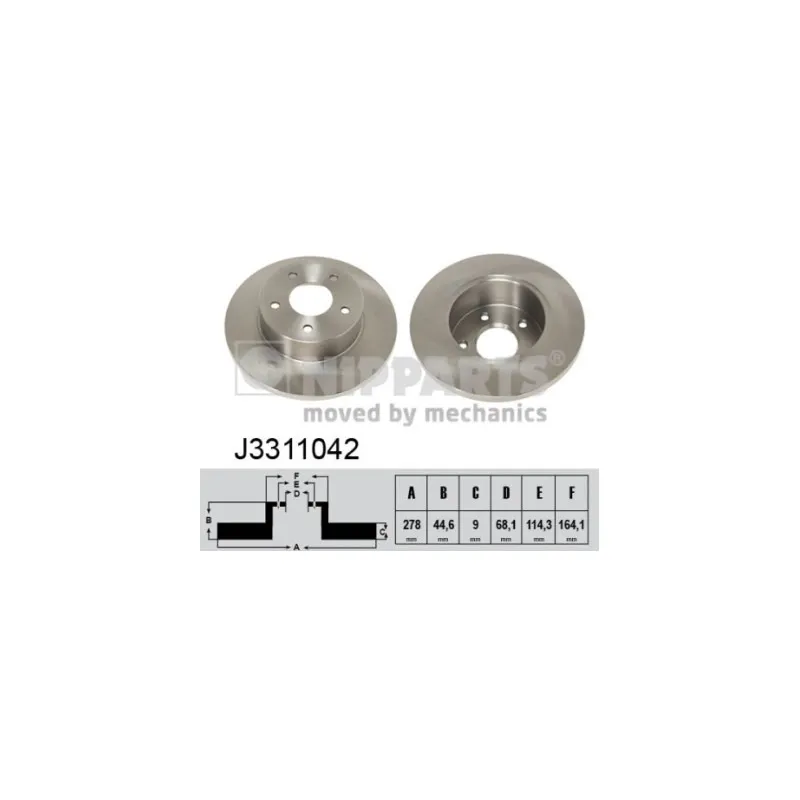 Jeu de 2 disques de frein arrière NIPPARTS J3311042