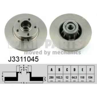 Jeu de 2 disques de frein arrière NIPPARTS J3311045