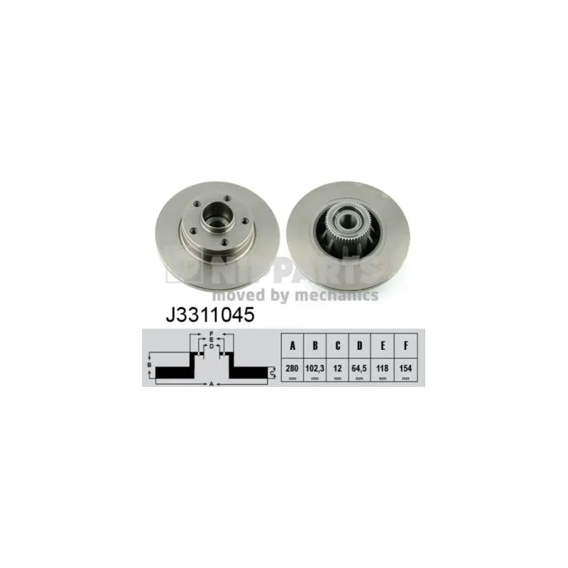 Jeu de 2 disques de frein arrière NIPPARTS J3311045