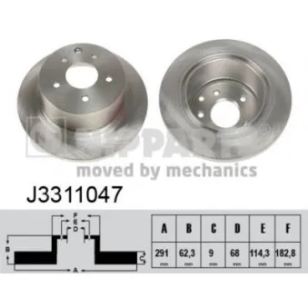 Jeu de 2 disques de frein arrière NIPPARTS J3311047
