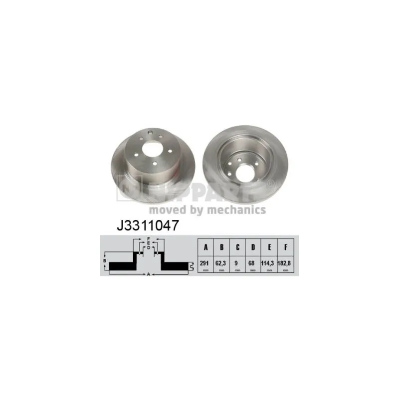 Jeu de 2 disques de frein arrière NIPPARTS J3311047