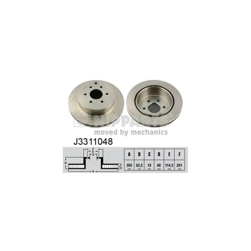 Jeu de 2 disques de frein arrière NIPPARTS J3311048