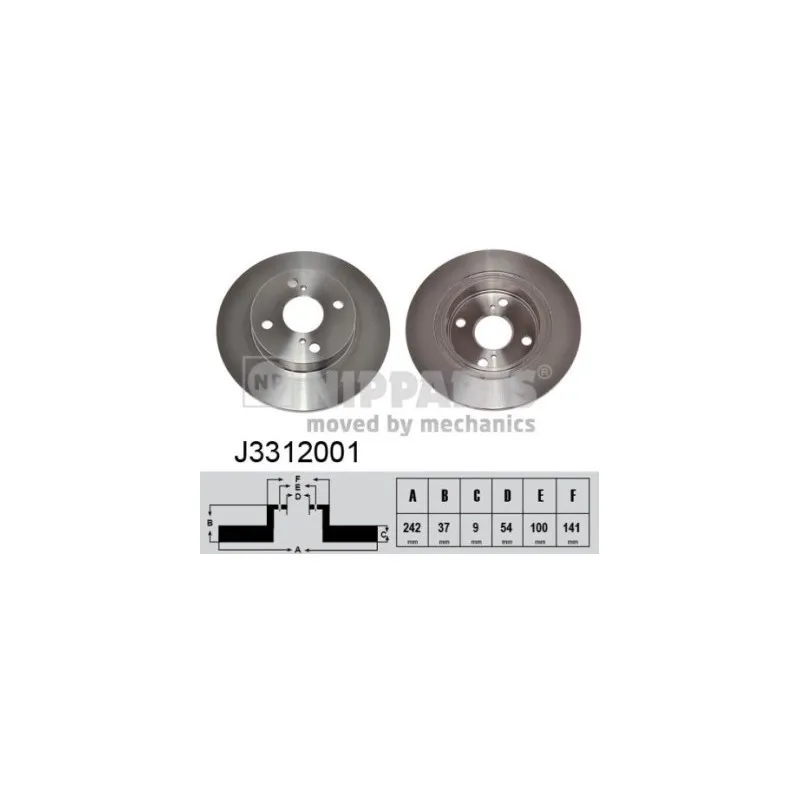 Jeu de 2 disques de frein arrière NIPPARTS J3312001
