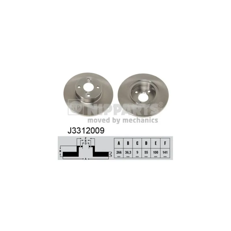 Jeu de 2 disques de frein arrière NIPPARTS J3312009
