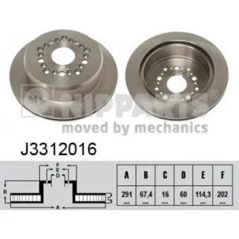 Jeu de 2 disques de frein arrière NIPPARTS J3312016