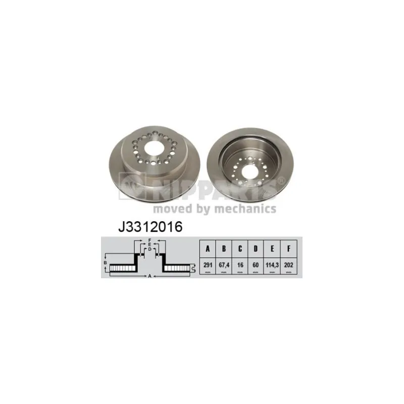Jeu de 2 disques de frein arrière NIPPARTS J3312016