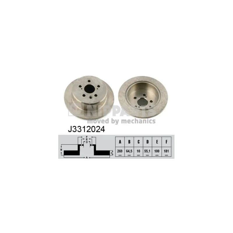 Jeu de 2 disques de frein arrière NIPPARTS J3312024