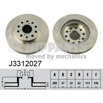 Jeu de 2 disques de frein arrière NIPPARTS J3312027
