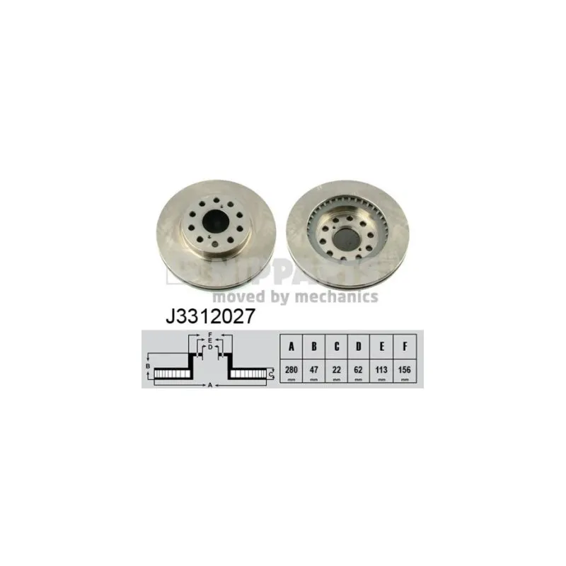 Jeu de 2 disques de frein arrière NIPPARTS J3312027