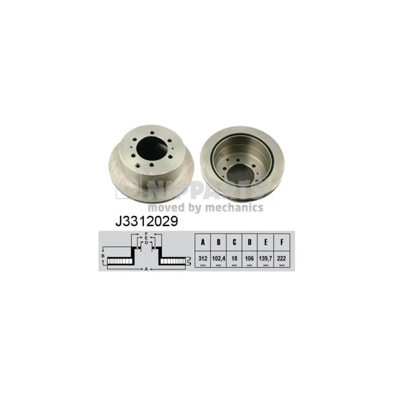 Jeu de 2 disques de frein arrière NIPPARTS J3312029