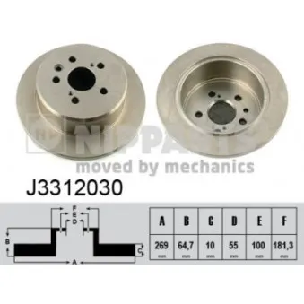 Jeu de 2 disques de frein arrière NIPPARTS J3312030