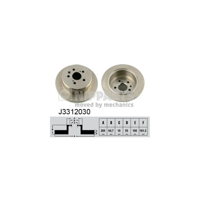 Jeu de 2 disques de frein arrière NIPPARTS J3312030