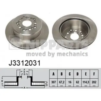 Jeu de 2 disques de frein arrière NIPPARTS J3312031