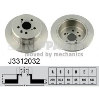 Jeu de 2 disques de frein arrière NIPPARTS J3312032