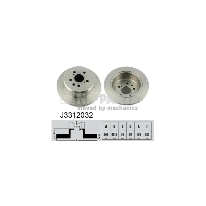 Jeu de 2 disques de frein arrière NIPPARTS J3312032