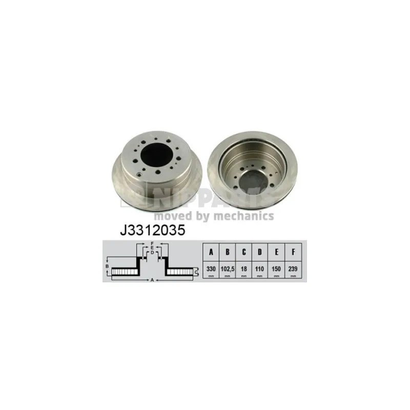 Jeu de 2 disques de frein arrière NIPPARTS J3312035