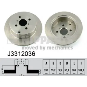 Jeu de 2 disques de frein arrière NIPPARTS J3312036