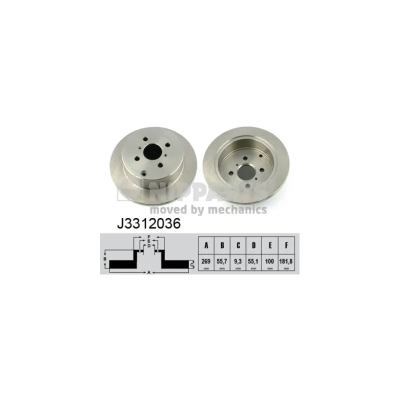 Jeu de 2 disques de frein arrière NIPPARTS J3312036