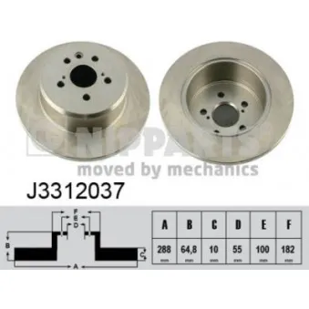 Jeu de 2 disques de frein arrière NIPPARTS J3312037