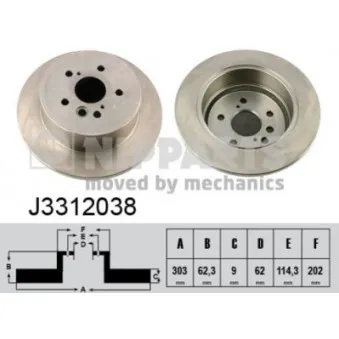 Jeu de 2 disques de frein arrière NIPPARTS J3312038