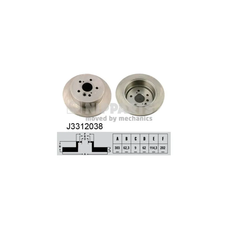 Jeu de 2 disques de frein arrière NIPPARTS J3312038
