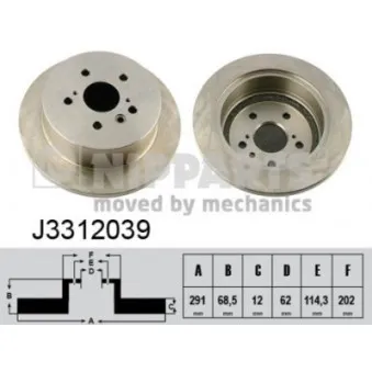 Jeu de 2 disques de frein arrière NIPPARTS J3312039