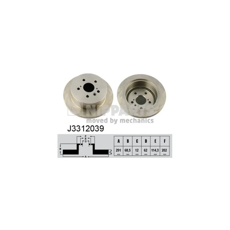 Jeu de 2 disques de frein arrière NIPPARTS J3312039