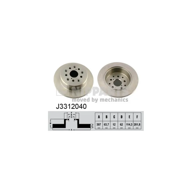 Jeu de 2 disques de frein arrière NIPPARTS J3312040