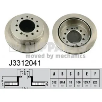 Jeu de 2 disques de frein arrière NIPPARTS J3312041