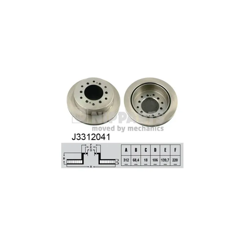 Jeu de 2 disques de frein arrière NIPPARTS J3312041