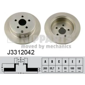 Jeu de 2 disques de frein arrière NIPPARTS J3312042