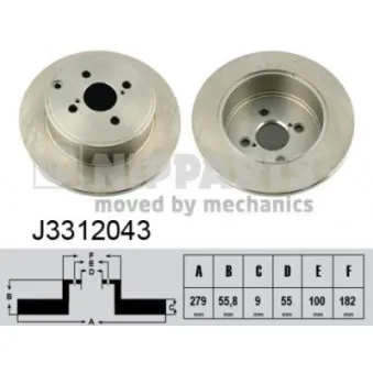 Jeu de 2 disques de frein arrière NIPPARTS J3312043