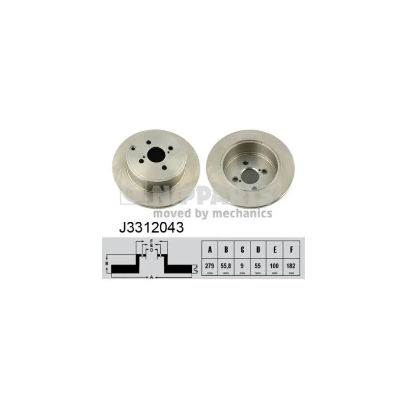 Jeu de 2 disques de frein arrière NIPPARTS J3312043