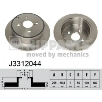Jeu de 2 disques de frein arrière NIPPARTS J3312044