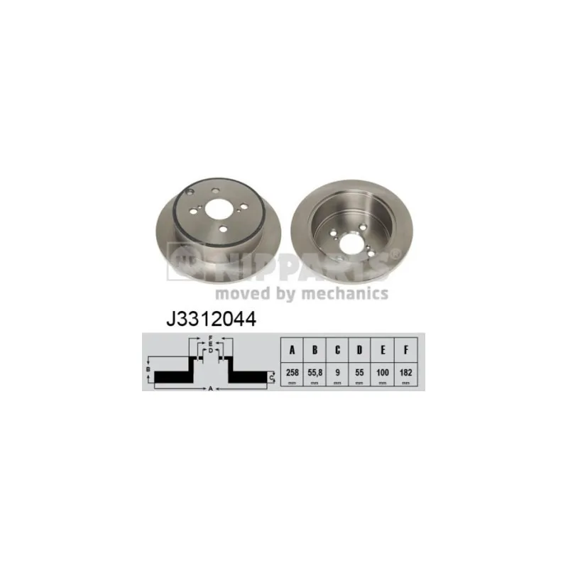 Jeu de 2 disques de frein arrière NIPPARTS J3312044