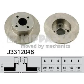 Jeu de 2 disques de frein arrière NIPPARTS J3312048