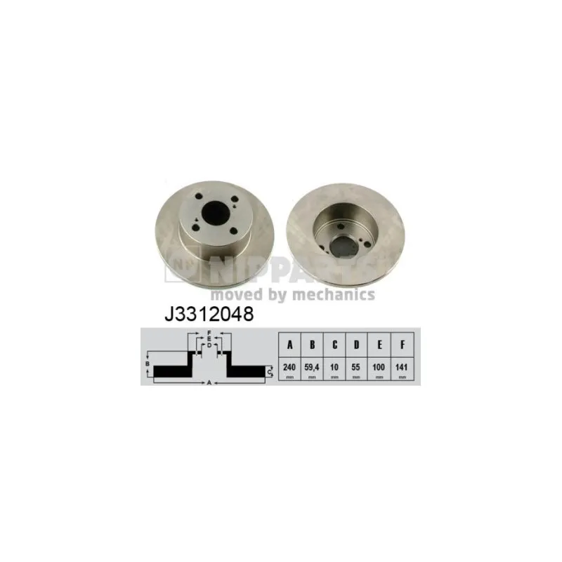 Jeu de 2 disques de frein arrière NIPPARTS J3312048
