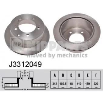 Jeu de 2 disques de frein arrière NIPPARTS J3312049