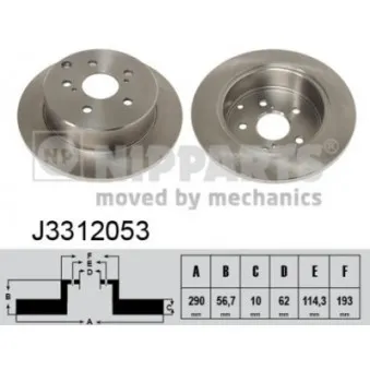 Jeu de 2 disques de frein arrière NIPPARTS J3312053