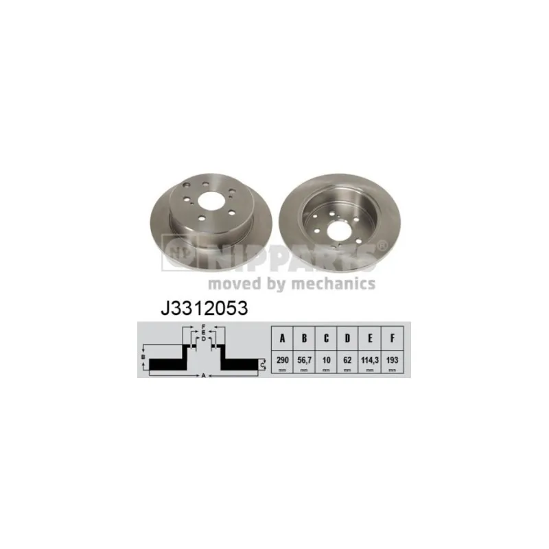 Jeu de 2 disques de frein arrière NIPPARTS J3312053
